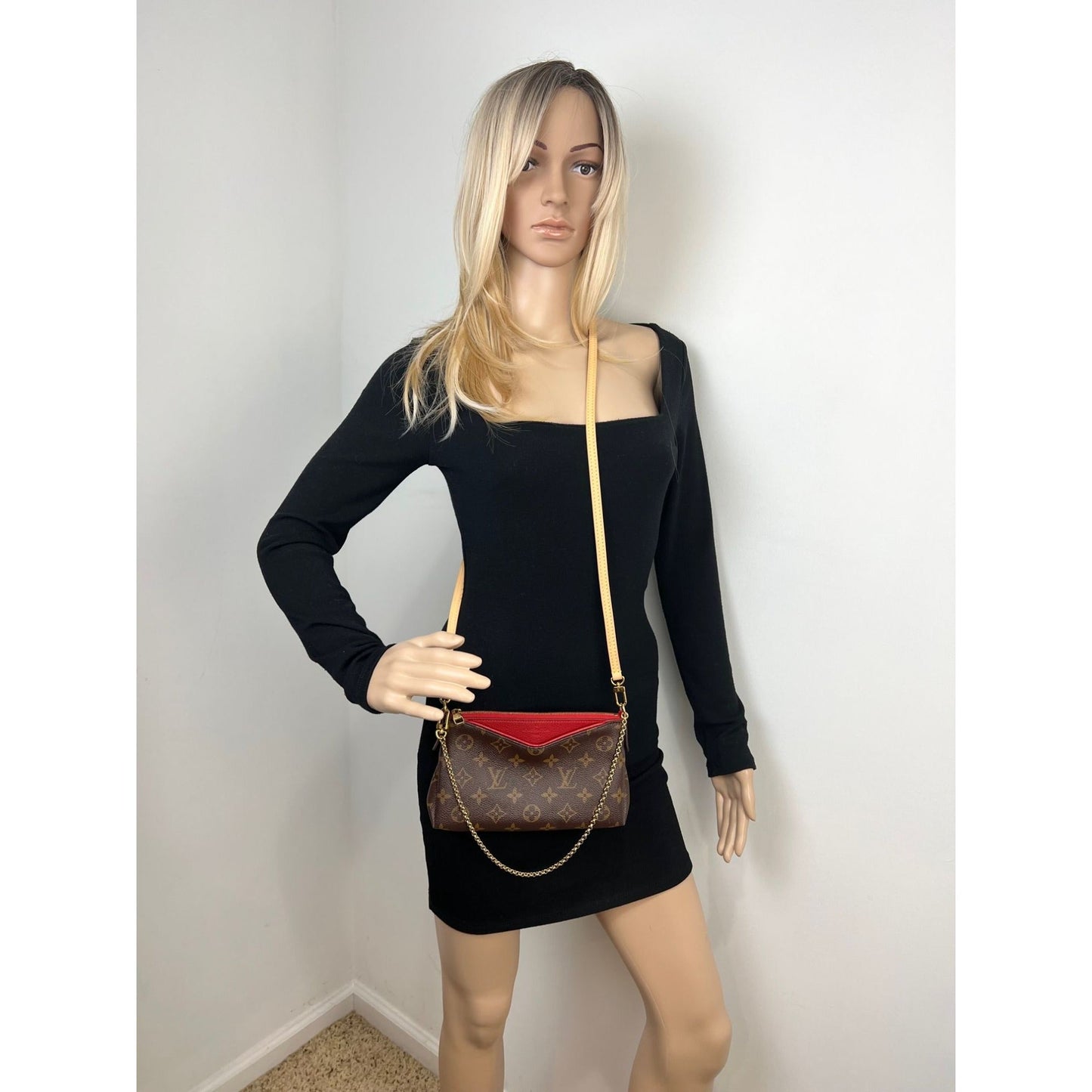 LOUIS VUITTON Pallas Monogram Clutch Cherry Crossbody
